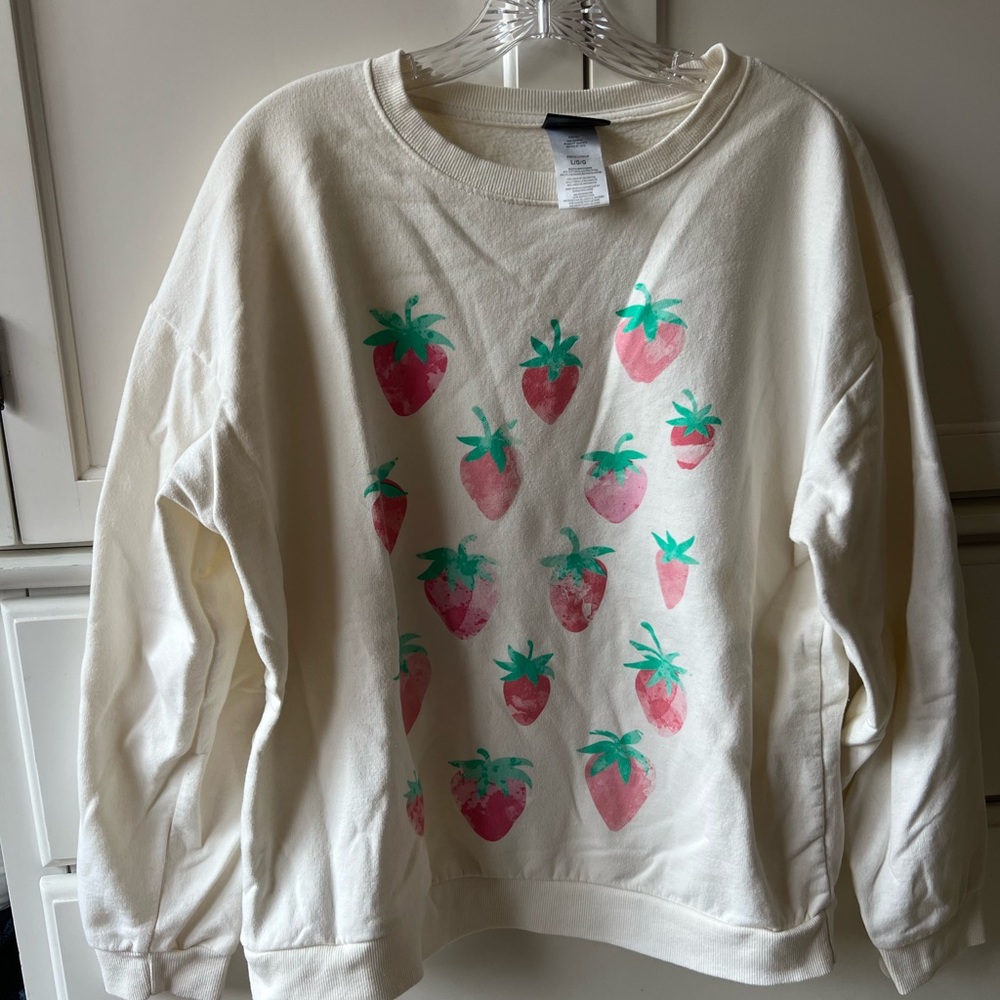 Strawberry Print Kids Sweatshirt - Cream